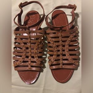 Tory Burch Brown Gladiator Sandals With Gold Studs